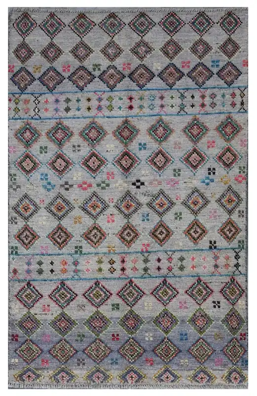 Taimany - Multicolor Tribal Wool Rug - Hand-Knotted 137x86cm