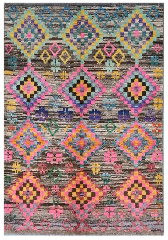 Taimany - Tappeto Tribale in Lana Multicolore - Fatto a Mano 118x96cm