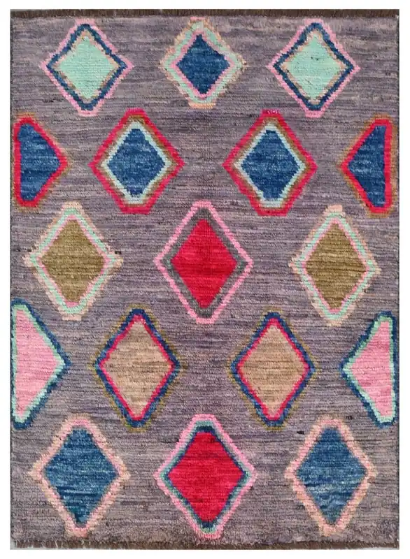 Taimany - Multicolor Tribal Wool Rug - Hand-Knotted 138x86cm