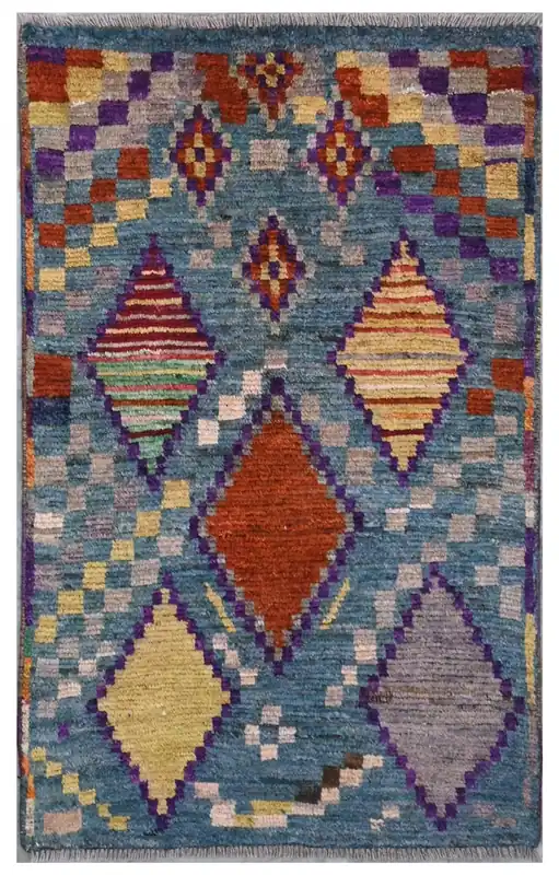 Taimany - Tappeto Tribale in Lana Multicolore - Fatto a Mano 116x71cm