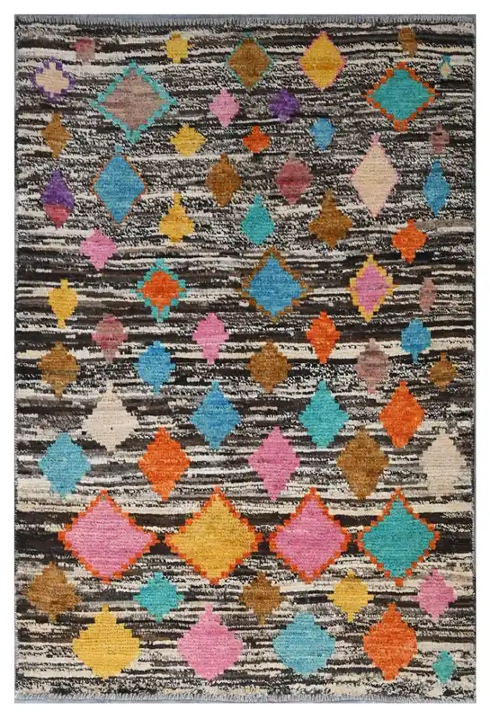 Taimany - Tappeto Tribale in Lana Multicolore - Fatto a Mano 139x92cm