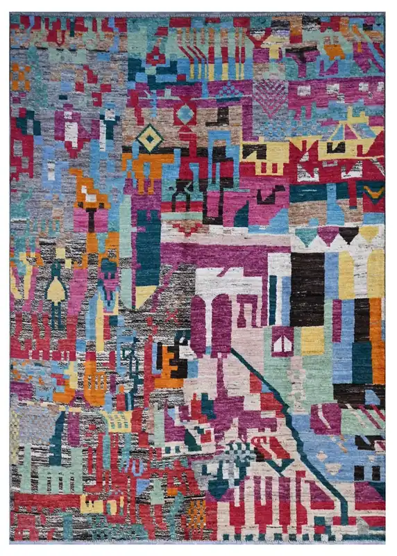 Taimany - Tappeto Tribale in Lana Multicolore - Fatto a Mano 301x205cm