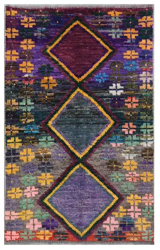 Taimany - Tappeto Tribale in Lana Multicolore - Fatto a Mano 119x73cm