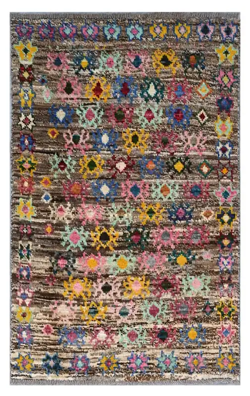 Taimany - Tappeto Tribale in Lana Multicolore - Fatto a Mano 123x76cm