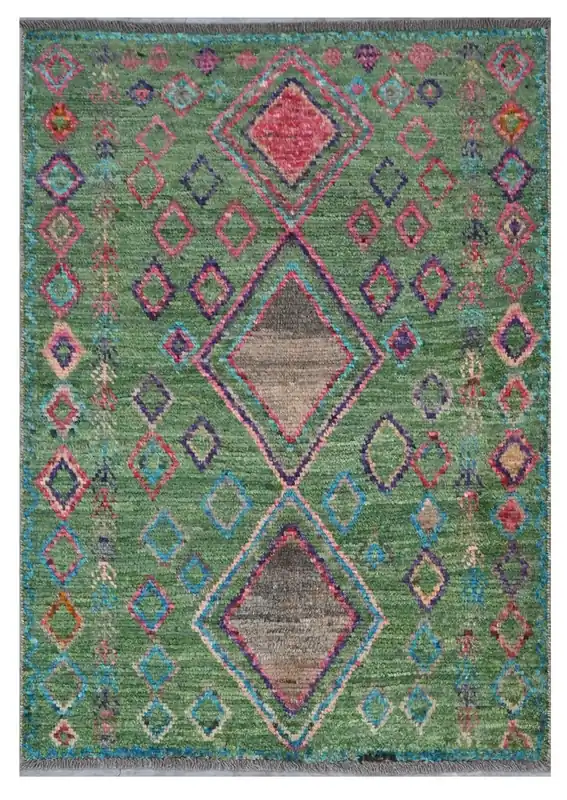 Taimany - Tappeto Tribale in Lana Multicolore - Fatto a Mano 125x89cm