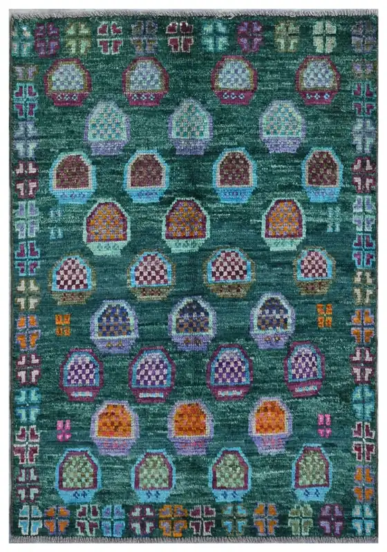 Taimany - Tappeto Tribale in Lana Multicolore - Fatto a Mano 130x89cm