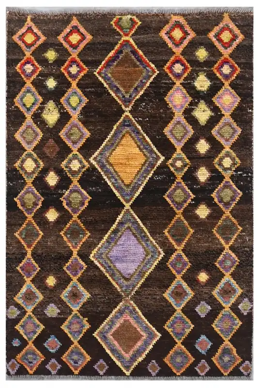 Taimany - Tappeto Tribale in Lana Multicolore - Fatto a Mano 133x92cm