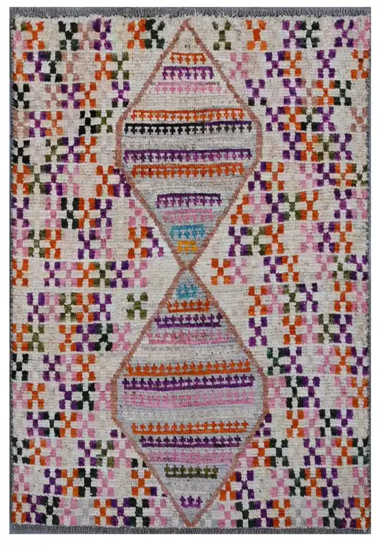 Taimany - Tappeto Tribale in Lana Multicolore - Fatto a Mano 118x80cm
