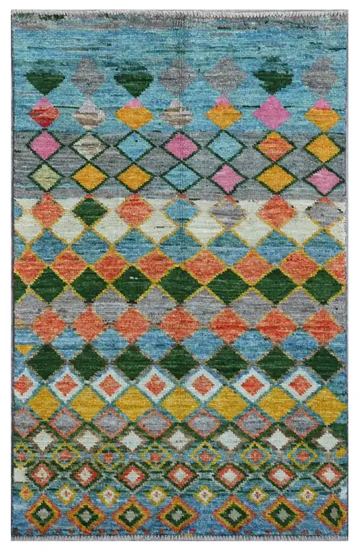 Taimany - Tappeto Tribale in Lana Multicolore - Fatto a Mano 137x86cm