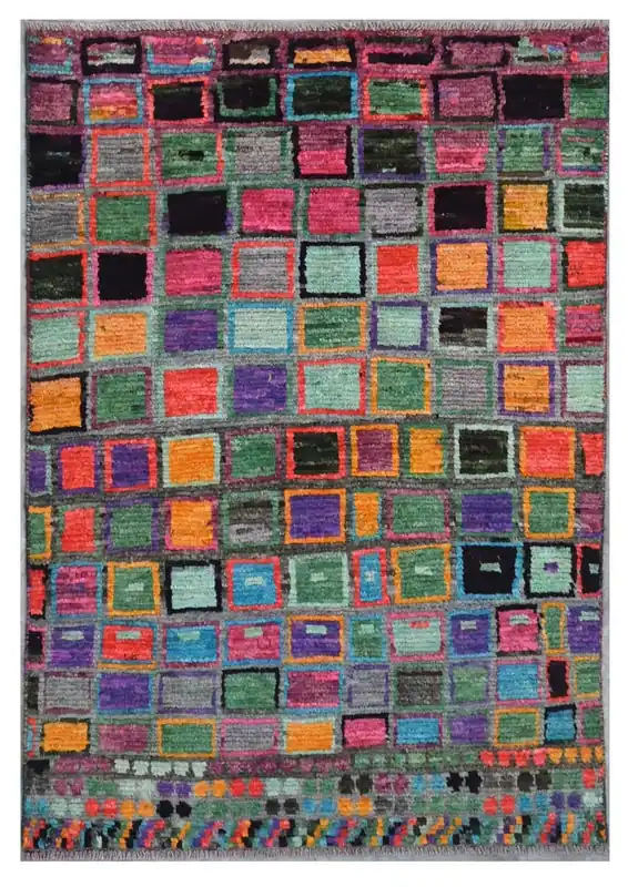 Taimany - Multicolor Tribal Wool Rug - Hand-Knotted 133x87cm