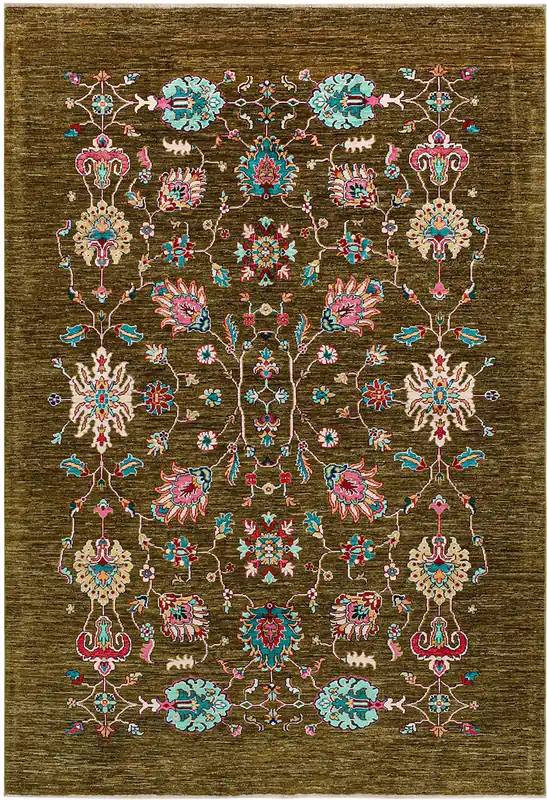 Ziegler Mirage Green Wool Oriental Rug - 229 x 156 cm