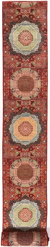 Tappeto Passatoia Mamluk Moderno Multicolore, Fatto a mano, 909x78cm