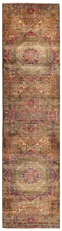 Tappeto Passatoia Mamluk Moderno Multicolore, Fatto a mano, 297x76cm