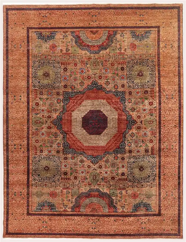 Handmade Multicolour Modern Mamluk Rug, 357x271cm
