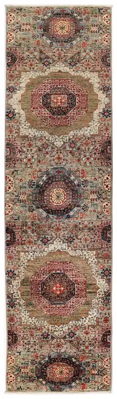 Handmade Multicolour Modern Mamluk Runner, 287x76cm
