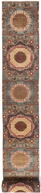 Tappeto Passatoia Mamluk Moderno Multicolore, Fatto a mano, 895x80cm