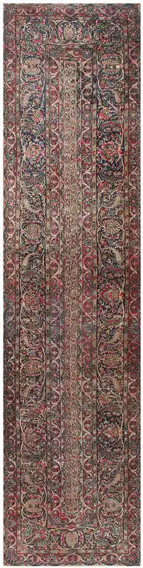 Tappeto Kerman Antico Persiano Autentico | Annodato a Mano 427x102cm