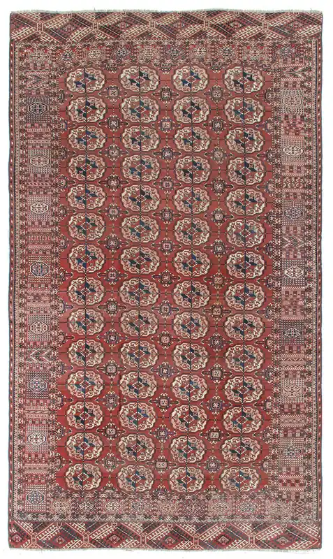 Antique Bouchara Oriental Rug: Authentic Turkmen Rug 390x224cm