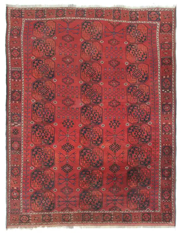 Antique Bouchara Oriental Rug: Authentic Turkmen Rug 356x270cm