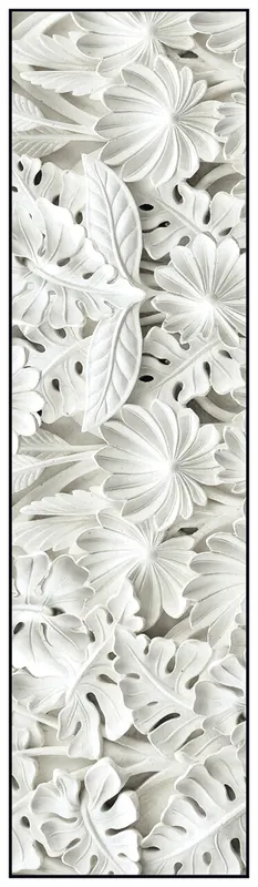 Tappeto Vinile Lavabile Vista BW05 Acanthus - Foglie Bianche