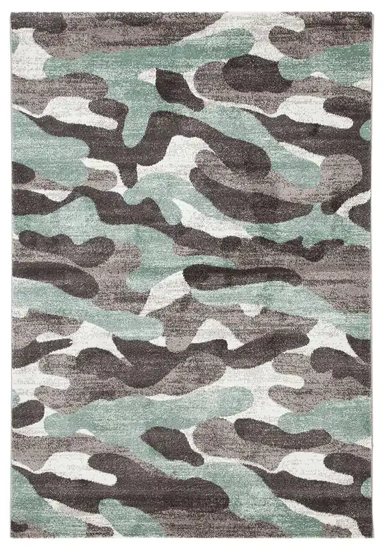 Tappeto Moderno Stile Camouflage - Grigio - Antiscivolo | Ideale per Camera da Letto e Cameretta