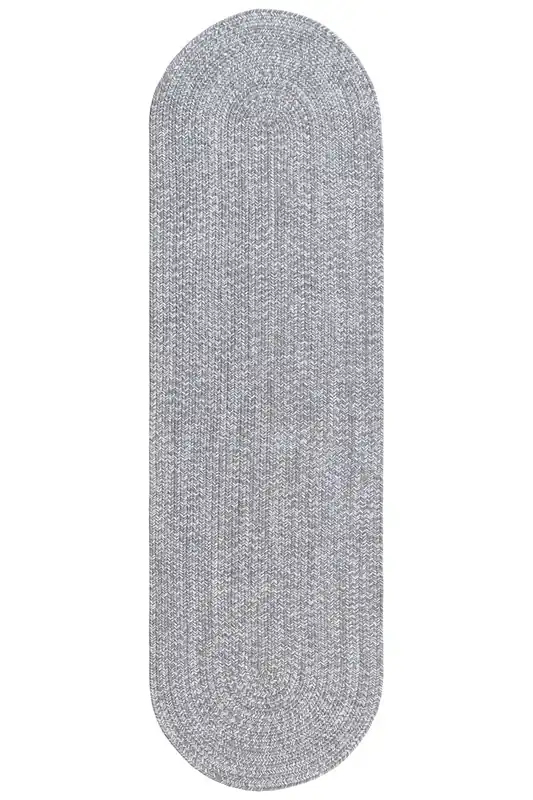 Tappeto Ovale da Esterno - SOLID - Indoor/Outdoor - Grigio - 200x60cm | Ideale per Terrazze, Balconi, Patio, Verande