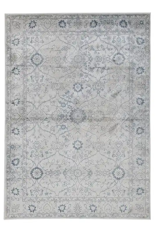 Tappeto Stile Vintage Celestine Grigio in Viscosa - Disegno Classico Orientale | Ideale per Soggiorno, Camera da Letto
