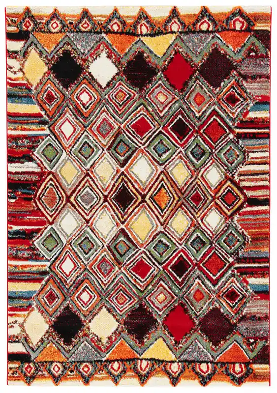 Amira 2 White Tribal Rug - Non-Slip - Ideal for Living Room and Bedroom