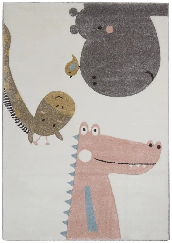 Tappeto per Bambini Bianco con Animali Colorati - Premium Jungle - Tappeto sicuro e certificato.