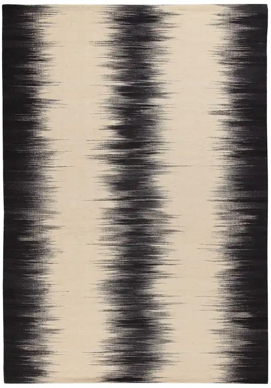 Kilim Ikat Black Ivory, Hand-Woven Wool Rug