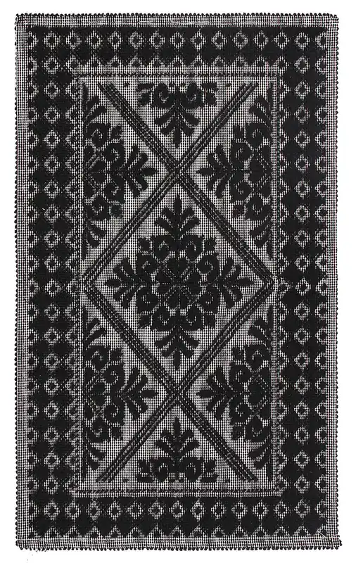 Tappeto Nero in Cotone Lavabile in Lavatrice - Alghero - Made in Italy | Ideale per Cucina e Bagno