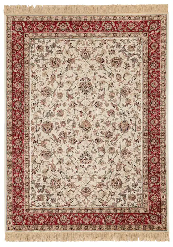 Tappeto Classico Orientale Avorio Rosso - Farshian Hereke - Ideale per Soggiorno, Sala da Pranzo, Camera da Letto