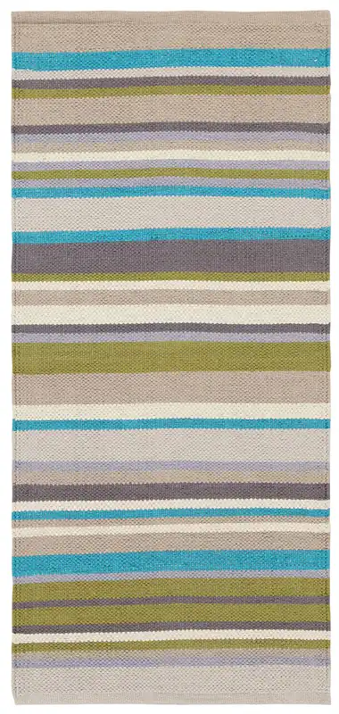 Tappeto in Cotone Lavabile in Lavatrice - Tessuto a mano - Casablanca Stripes Verde | Ideale per Cucina e Bagno