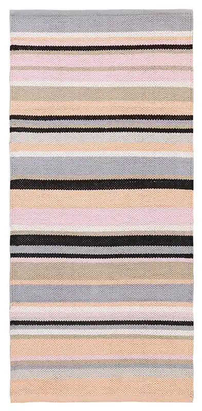 Tappeto in Cotone Lavabile in Lavatrice - Tessuto a mano - Casablanca Stripes Grigio | Ideale per Cucina e Bagno