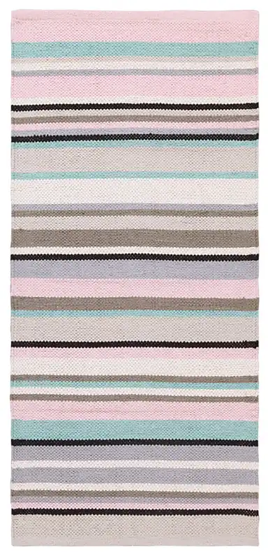 Tappeto in Cotone Lavabile in Lavatrice - Tessuto a mano - Casablanca Stripes Rosa | Ideale per Cucina e Bagno