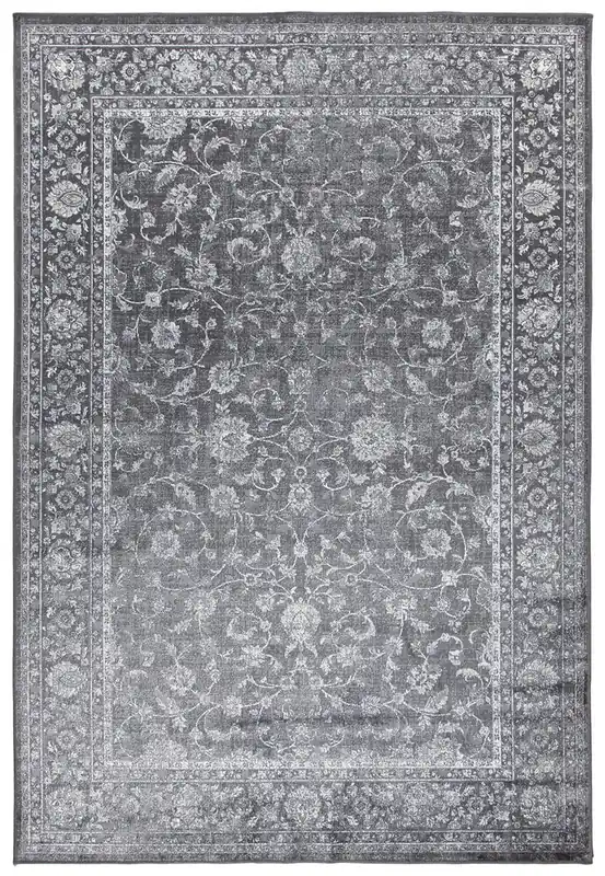 Tappeto Vintage A – Viscosa Effetto Vissuto – Grigio e Nero
