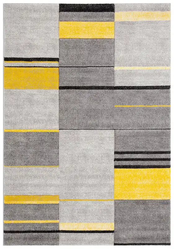 Tappeto Moderno Ray Geometrico - Giallo - Antiscivolo | Ideale per Soggiorno, Camera da Letto, Sala da Pranzo