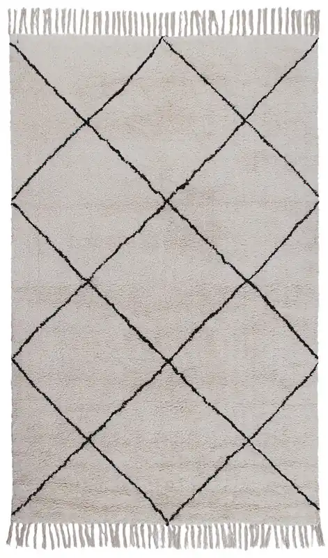 Cotton Berber Des.7, Natural White Cotton Washable Berber Rug