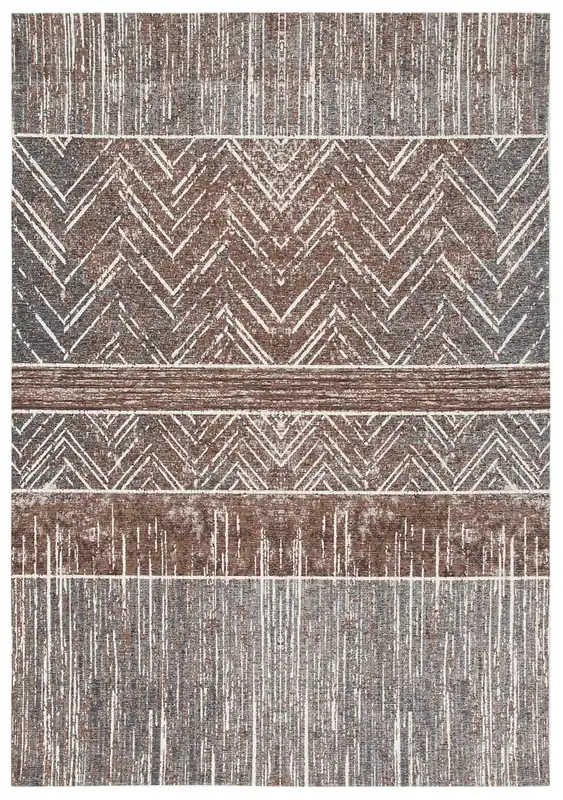 Tappeto Argentella - Marrone - Design Vintage Astratto con sfumature colore | elegante per soggiorno e camera da letto