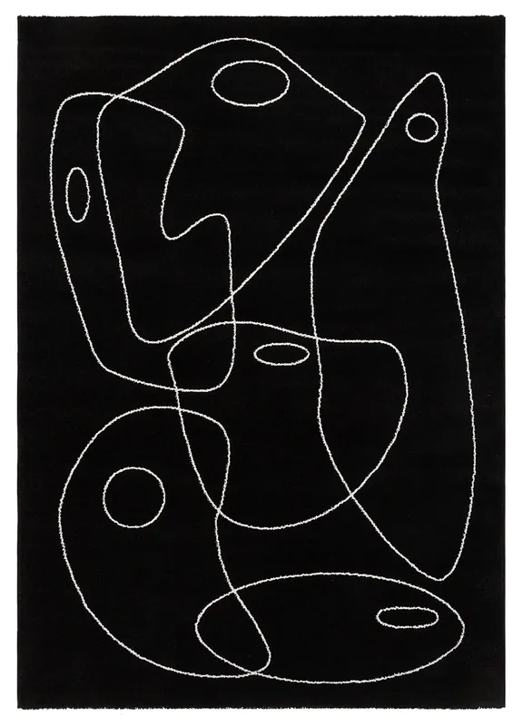 Atelier Black Rug – Modern Geometric Design – Non-Slip | Ideal for Living Room and Bedroom