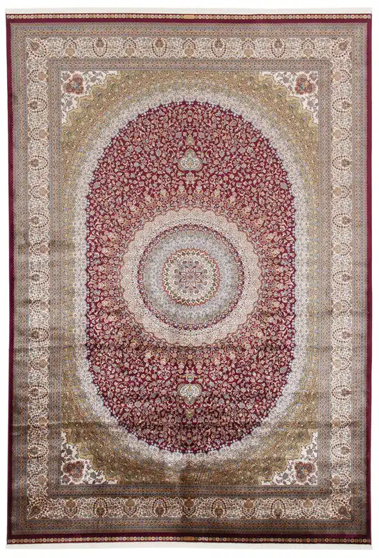 Tappeto Orientale Rosso - Qoum Shah 5 RED - Disegno Tabriz Classico - Modal/Seta