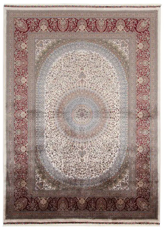 Tappeto Stile Orientale Qoum Shah 5 - Effetto Seta - Disegno Classico - Crema