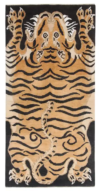 Tappeto Tigre Afghan in Pura Lana - Annodato a mano - 200x100cm
