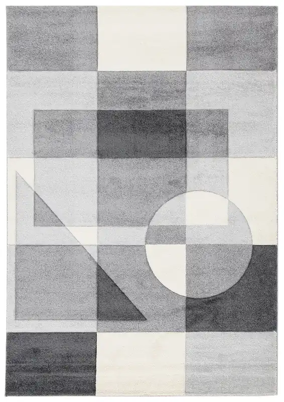 Tappeto Moderno Carve Cubism Geometrico a Blocchi - Grigio e Nero - Antiscivolo - Ideale per Soggiorno, Camera da Letto, Sala da Pranzo