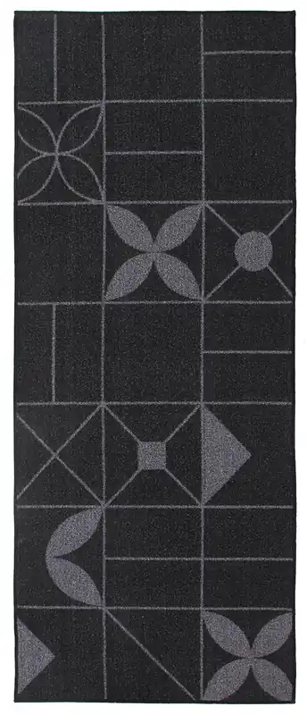 Tappeto per la Cucina - Classic C - Grigio Nero - Antiscivolo