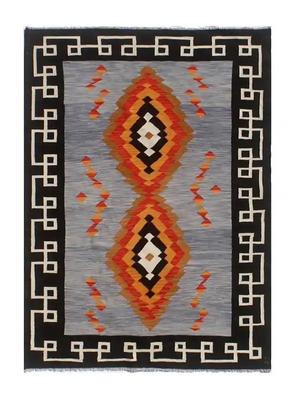 Tappeto Kilim moderno in lana multicolore 249x182cm