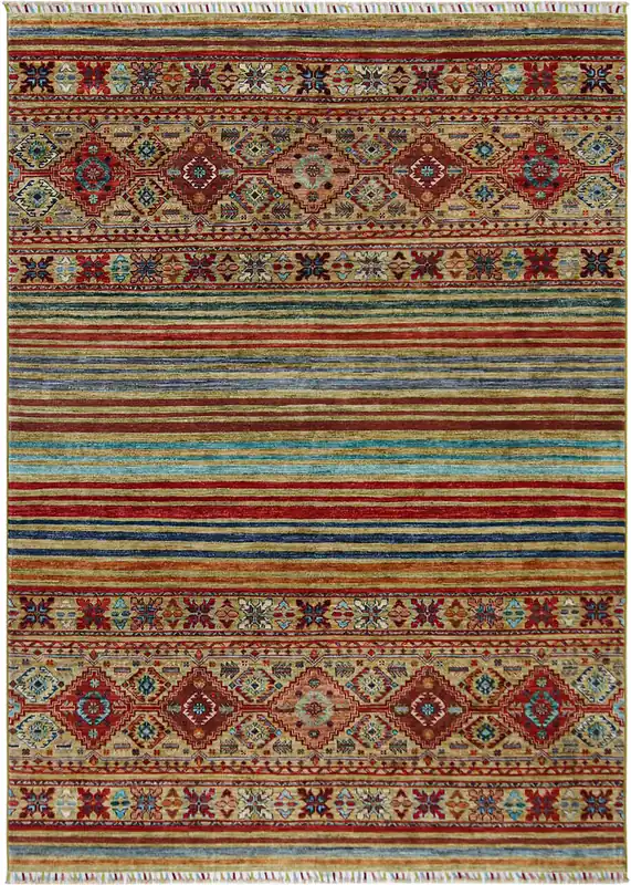 Afghan wool carpet multi, handmade 246x174cm