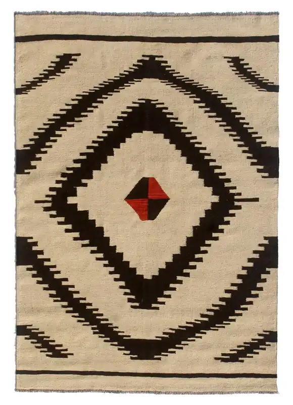 Tappeto Kilim moderno in lana multicolore 203x152cm