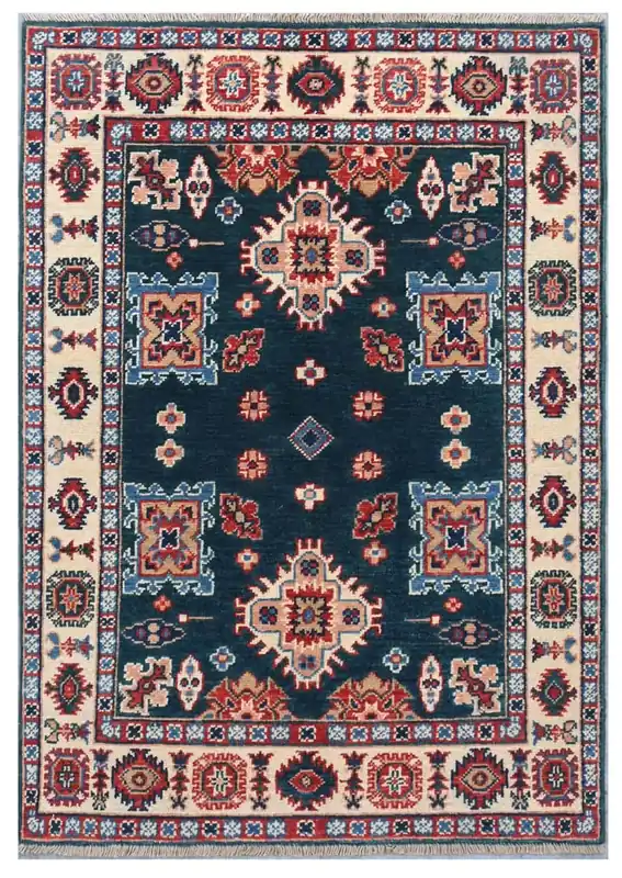 Tappeto Kazak Classico, Multicolore, fatto a mano, 124x83cm