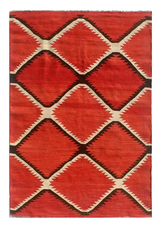 Tappeto Kilim moderno in lana multicolore 196x144cm